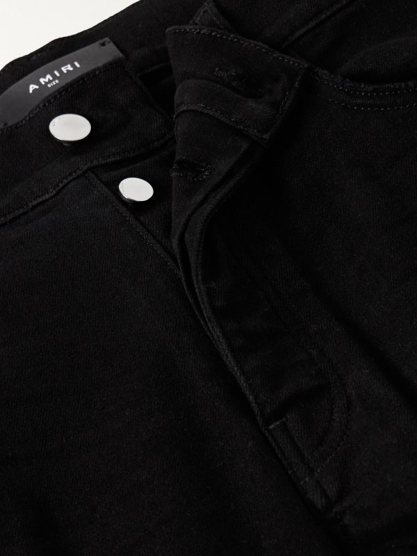 MX1 Skinny-Fit Leather-Panelled Distressed Jeans - E1