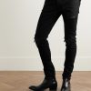 MX1 Skinny-Fit Leather-Panelled Distressed Jeans - FR
