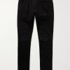 MX1 Skinny-Fit Leather-Panelled Distressed Jeans