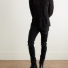 MX1 Skinny-Fit Leather-Panelled Distressed Jeans - OU