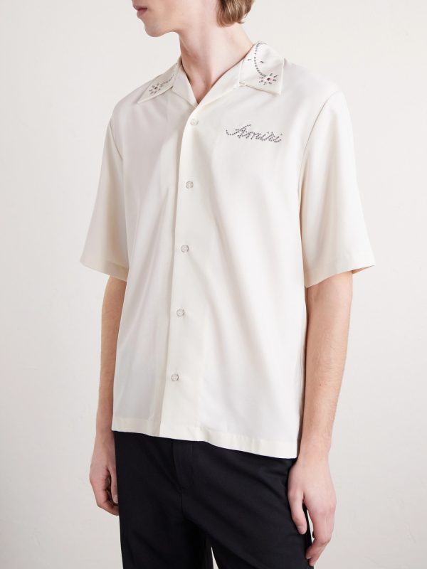 Studded Camp-Collar Woven Shirt - FR Studded Camp-Collar Woven Shirt - FR