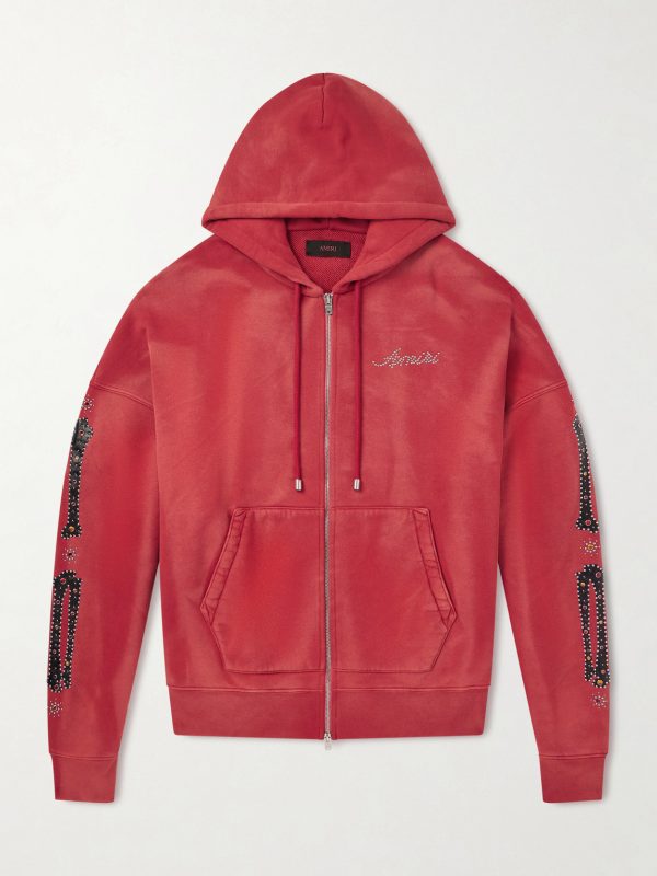 Studded Cotton-Jersey Zip-Up Hoodie Studded Cotton-Jersey Zip-Up Hoodie