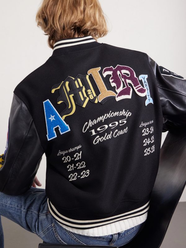 Appliquéd Embroidered Leather and Wool-Blend Varsity Jacket - CU Appliquéd Embroidered Leather and Wool-Blend Varsity Jacket - CU
