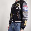 Appliquéd Embroidered Leather and Wool-Blend Varsity Jacket - FR Appliquéd Embroidered Leather and Wool-Blend Varsity Jacket - FR