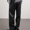Logo-Appliquéd Straight-Leg Leather Trousers - BK Logo-Appliquéd Straight-Leg Leather Trousers - BK