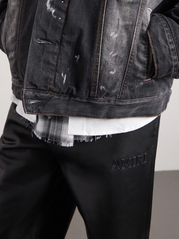 Logo-Appliquéd Straight-Leg Leather Trousers - CU Logo-Appliquéd Straight-Leg Leather Trousers - CU