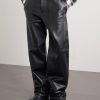 Logo-Appliquéd Straight-Leg Leather Trousers - FR Logo-Appliquéd Straight-Leg Leather Trousers - FR