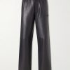 Logo-Appliquéd Straight-Leg Leather Trousers Logo-Appliquéd Straight-Leg Leather Trousers