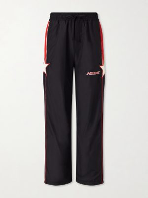 Straight-Leg Logo-Embroidered Striped Shell Sweatpants