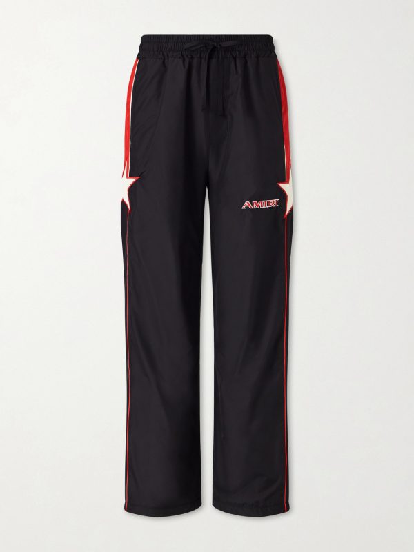 Straight-Leg Logo-Embroidered Striped Shell Sweatpants Straight-Leg Logo-Embroidered Striped Shell Sweatpants