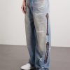 Straight-Leg Distressed Studded Jeans - FR