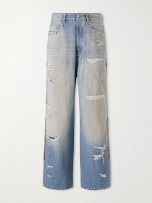 Straight-Leg Distressed Studded Jeans Straight-Leg Distressed Studded Jeans
