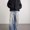 Straight-Leg Distressed Studded Jeans - OU