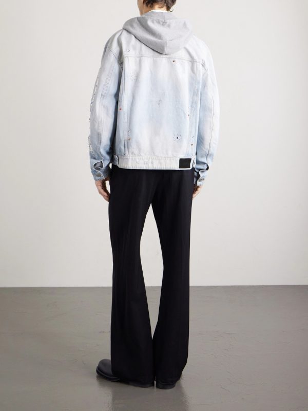 Embellished Distressed Denim Jacket - BK