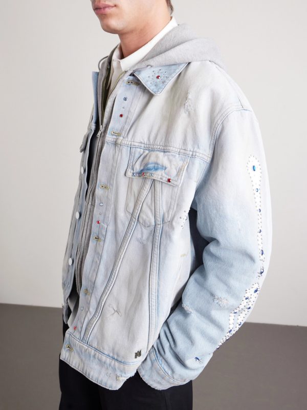 Embellished Distressed Denim Jacket - CU
