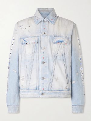 Embellished Distressed Denim Jacket