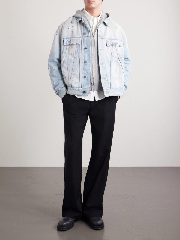 Embellished Distressed Denim Jacket - OU