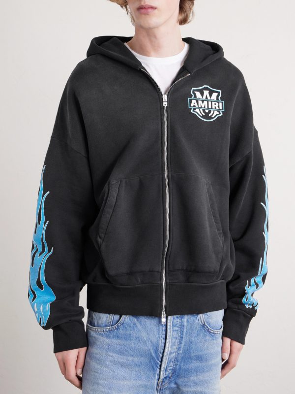 Flames Logo-Print Cotton-Jersey Zip-Up Hoodie - FR Flames Logo-Print Cotton-Jersey Zip-Up Hoodie - FR