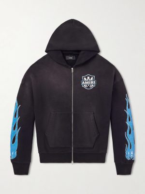 Flames Logo-Print Cotton-Jersey Zip-Up Hoodie