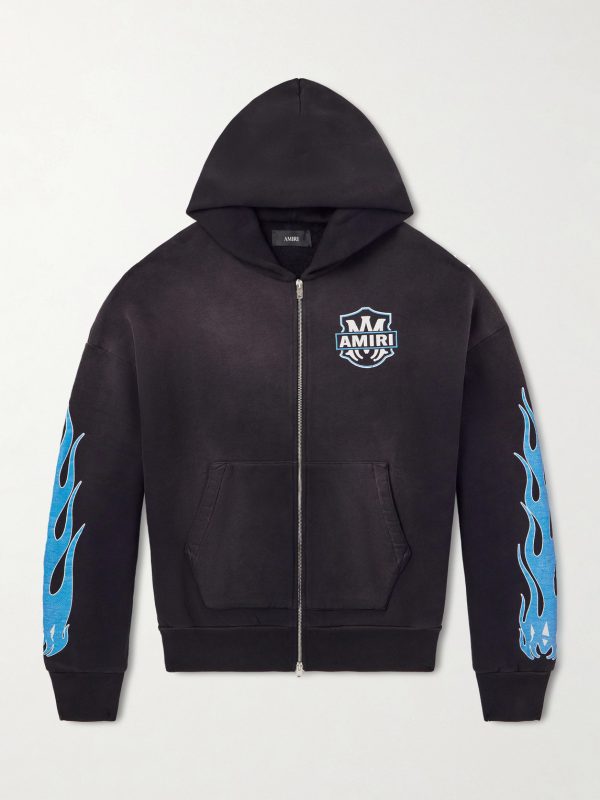 Flames Logo-Print Cotton-Jersey Zip-Up Hoodie Flames Logo-Print Cotton-Jersey Zip-Up Hoodie