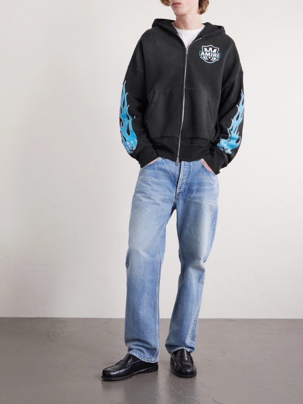 Flames Logo-Print Cotton-Jersey Zip-Up Hoodie - OU Flames Logo-Print Cotton-Jersey Zip-Up Hoodie - OU