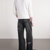 Distressed Wide-Leg Jeans - BK Distressed Wide-Leg Jeans - BK