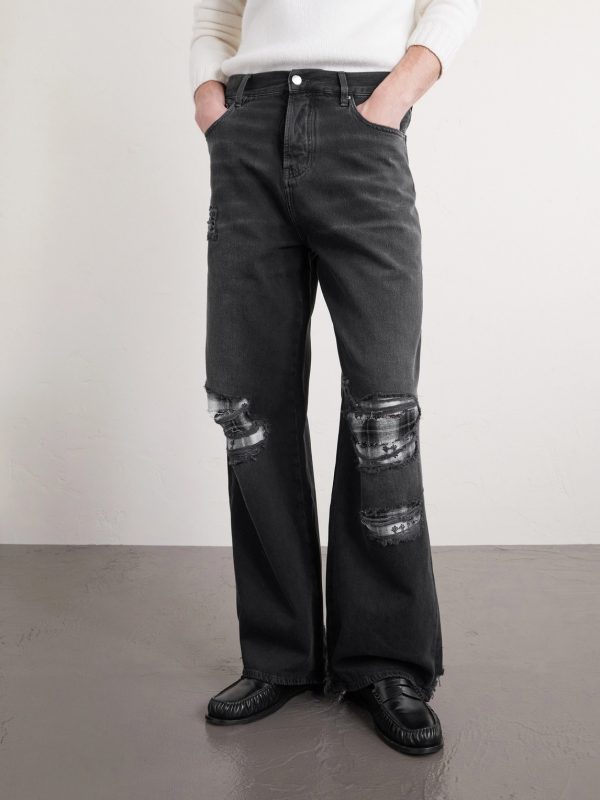 Distressed Wide-Leg Jeans - FR Distressed Wide-Leg Jeans - FR