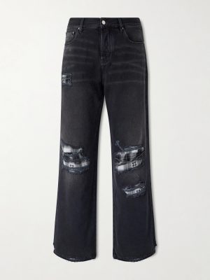 Distressed Wide-Leg Jeans