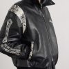 Bones Snake-Effect Panelled Studded Logo-Embroidered Leather Jacket - CU