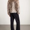 Leather-Trimmed Plush Jacket - BK