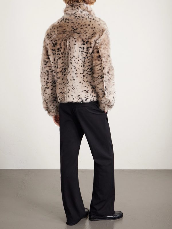 Leather-Trimmed Plush Jacket - BK