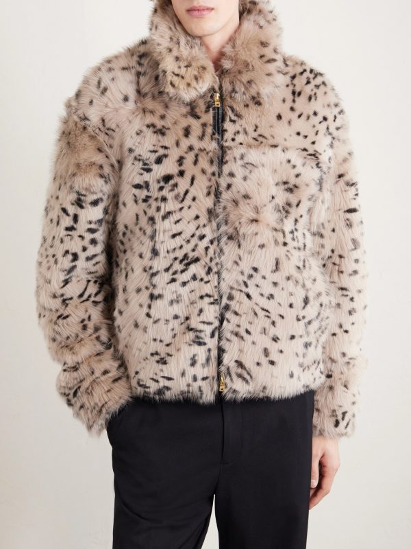 Leather-Trimmed Plush Jacket - FR