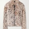 Leather-Trimmed Plush Jacket