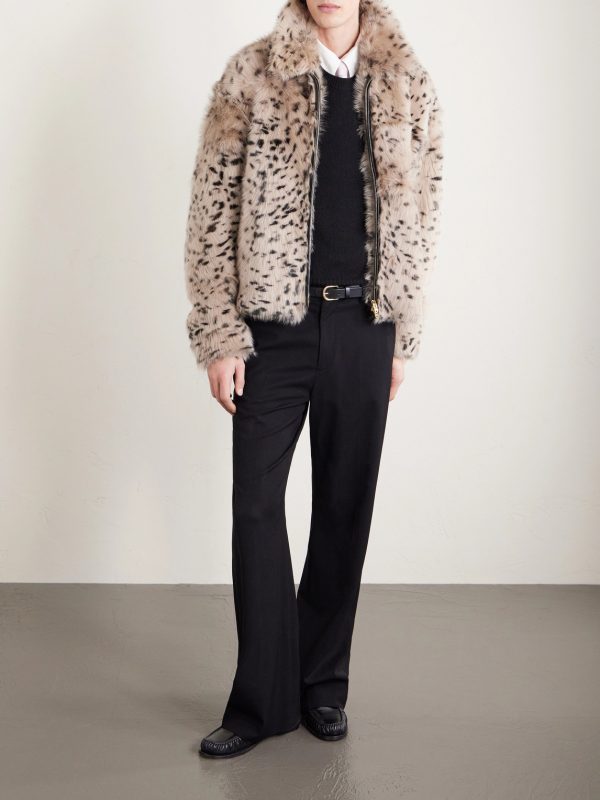 Leather-Trimmed Plush Jacket - OU
