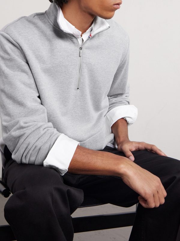Logo-Appliquéd Cotton-Jersey Half-Zip Sweatshirt - CU Logo-Appliquéd Cotton-Jersey Half-Zip Sweatshirt - CU