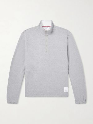 Logo-Appliquéd Cotton-Jersey Half-Zip Sweatshirt