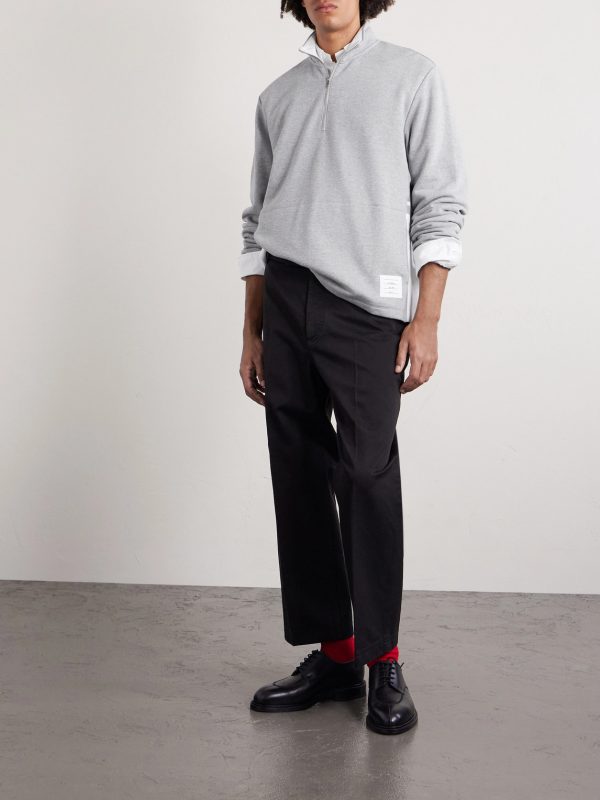 Logo-Appliquéd Cotton-Jersey Half-Zip Sweatshirt - OU Logo-Appliquéd Cotton-Jersey Half-Zip Sweatshirt - OU