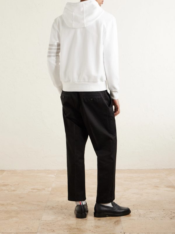 Logo-Appliquéd Striped Cotton-Jersey Hoodie - BK Logo-Appliquéd Striped Cotton-Jersey Hoodie - BK