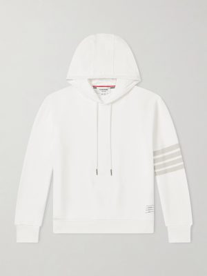 Logo-Appliquéd Striped Cotton-Jersey Hoodie