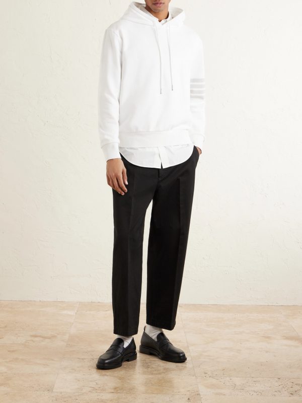 Logo-Appliquéd Striped Cotton-Jersey Hoodie - OU Logo-Appliquéd Striped Cotton-Jersey Hoodie - OU