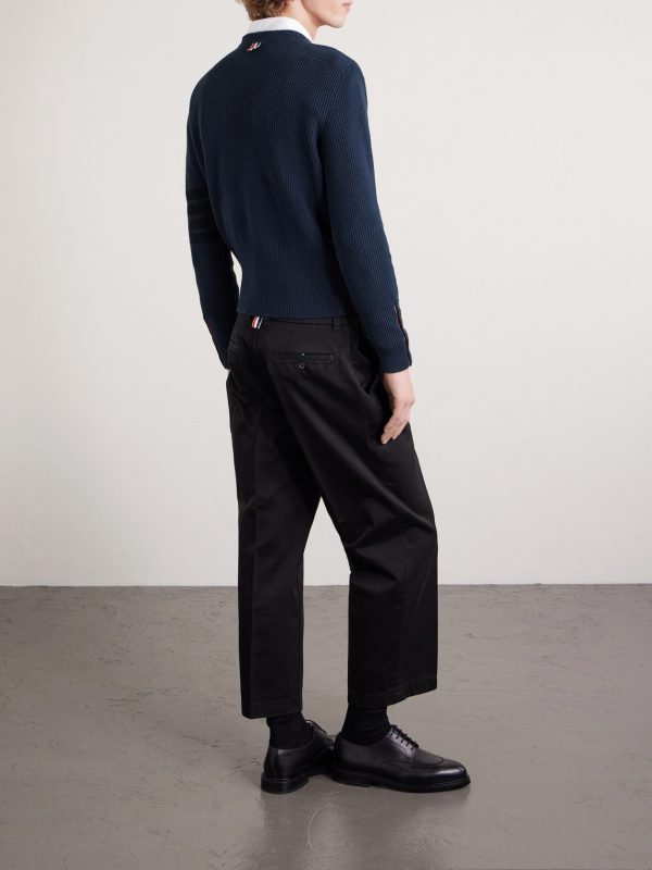 Slim-Fit Striped Cotton Sweater - BK Slim-Fit Striped Cotton Sweater - BK
