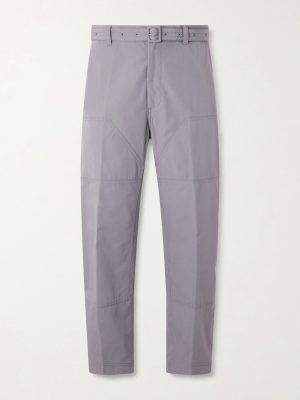 Carpenter Cropped Straight-Leg Belted Cotton Trousers