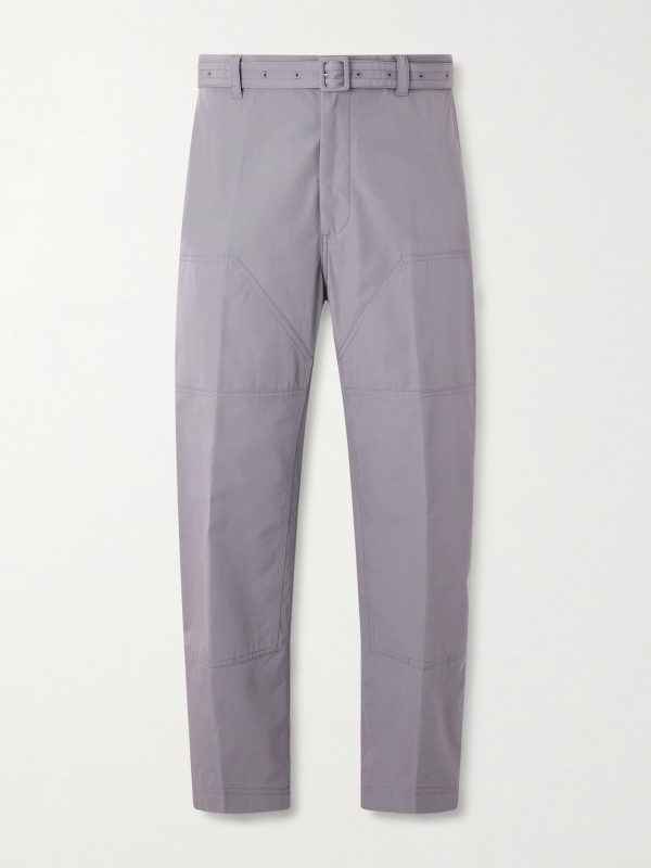 Carpenter Cropped Straight-Leg Belted Cotton Trousers Carpenter Cropped Straight-Leg Belted Cotton Trousers
