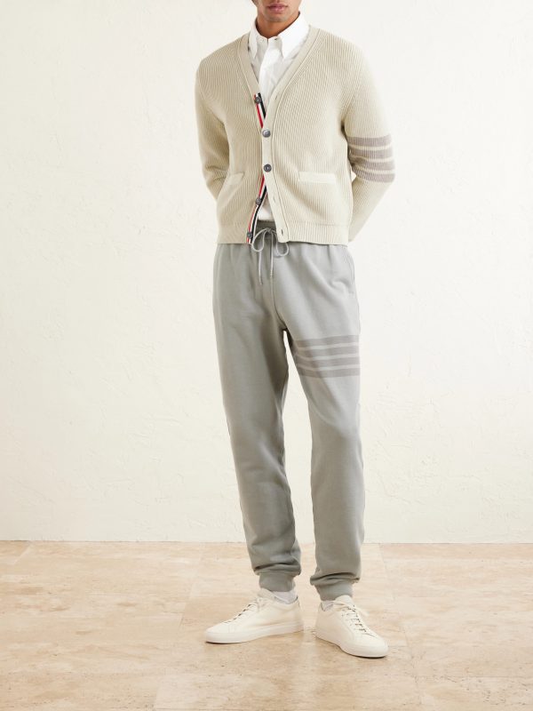 Straight-Leg Striped Cotton-Jersey Sweatpants - OU Straight-Leg Striped Cotton-Jersey Sweatpants - OU
