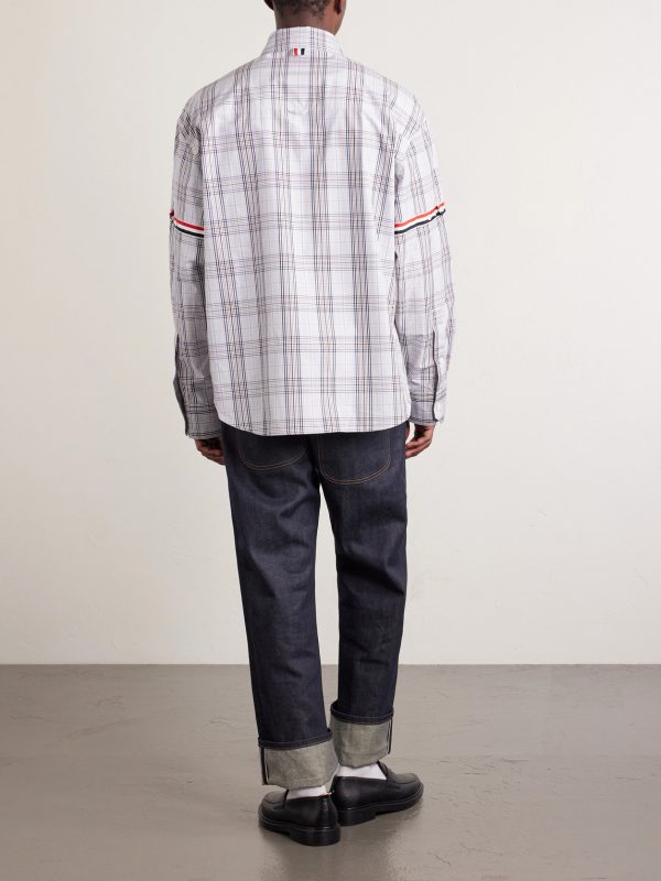 Oversized Button-Down Collar Checked Cotton-Poplin Shirt - BK Oversized Button-Down Collar Checked Cotton-Poplin Shirt - BK
