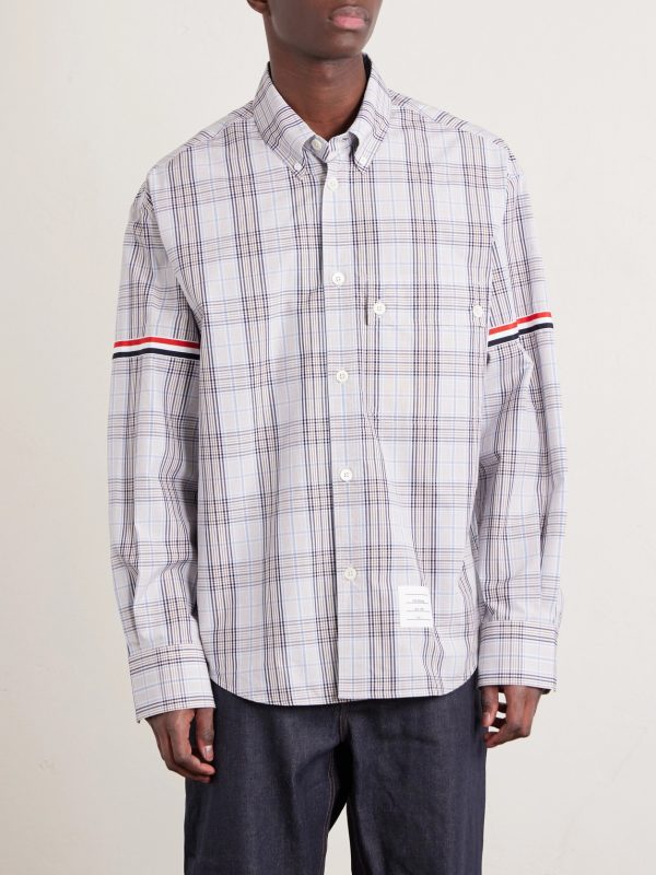 Oversized Button-Down Collar Checked Cotton-Poplin Shirt - FR Oversized Button-Down Collar Checked Cotton-Poplin Shirt - FR