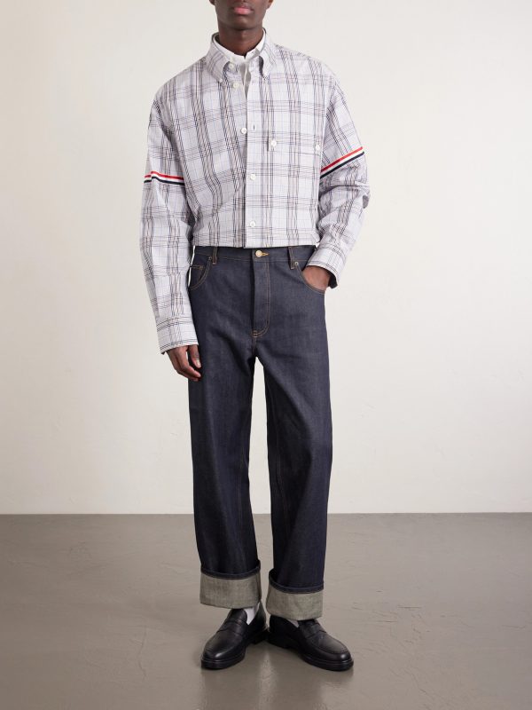 Oversized Button-Down Collar Checked Cotton-Poplin Shirt - OU Oversized Button-Down Collar Checked Cotton-Poplin Shirt - OU