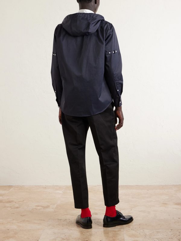 Logo-Appliquéd Shell Hooded Jacket - BK
