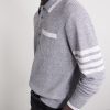 Striped Linen and Cotton-Blend Polo Sweater - CU Striped Linen and Cotton-Blend Polo Sweater - CU