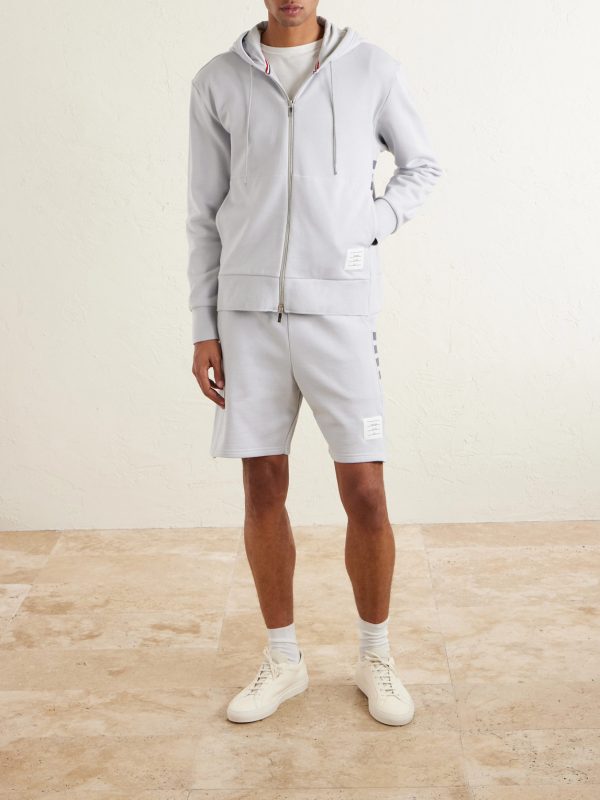 Striped Colour-Block Cotton-Jersey Zip-Up Hoodie - OU Striped Colour-Block Cotton-Jersey Zip-Up Hoodie - OU
